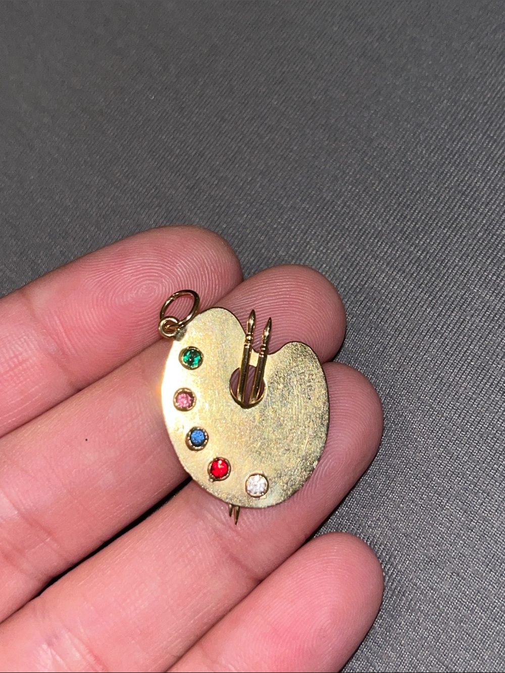18 Karat Gold Artist Palette Pendant Necklace with Multi-Colored Gemstones